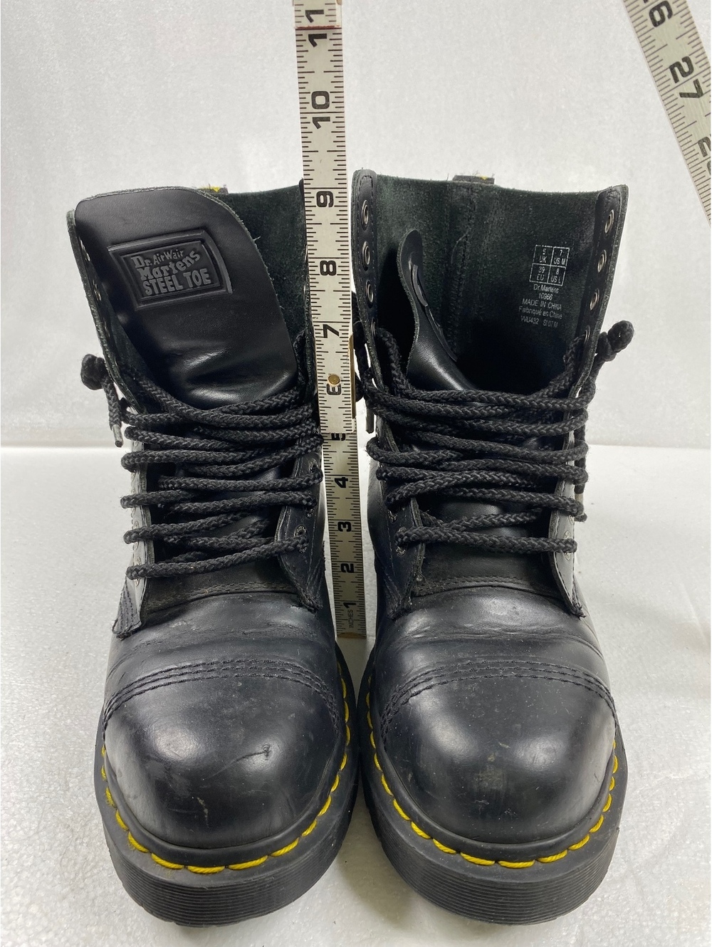 Dr. Martens Steel Toe Black Leather Combat Boots Men's Size 7 US Workwear Heavy